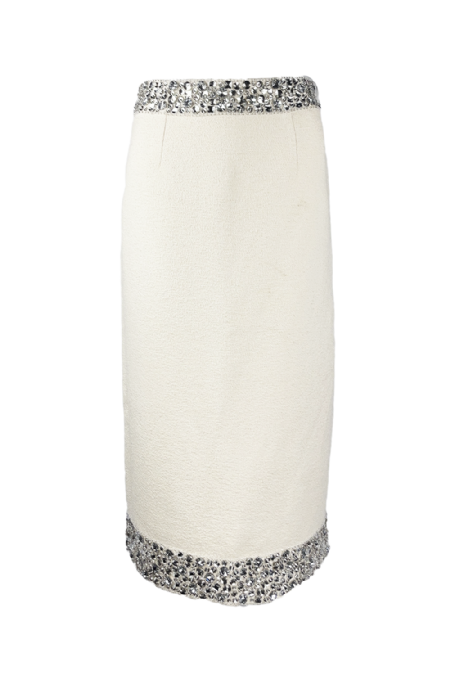 Dainy Tweed Midi Skirt I White
