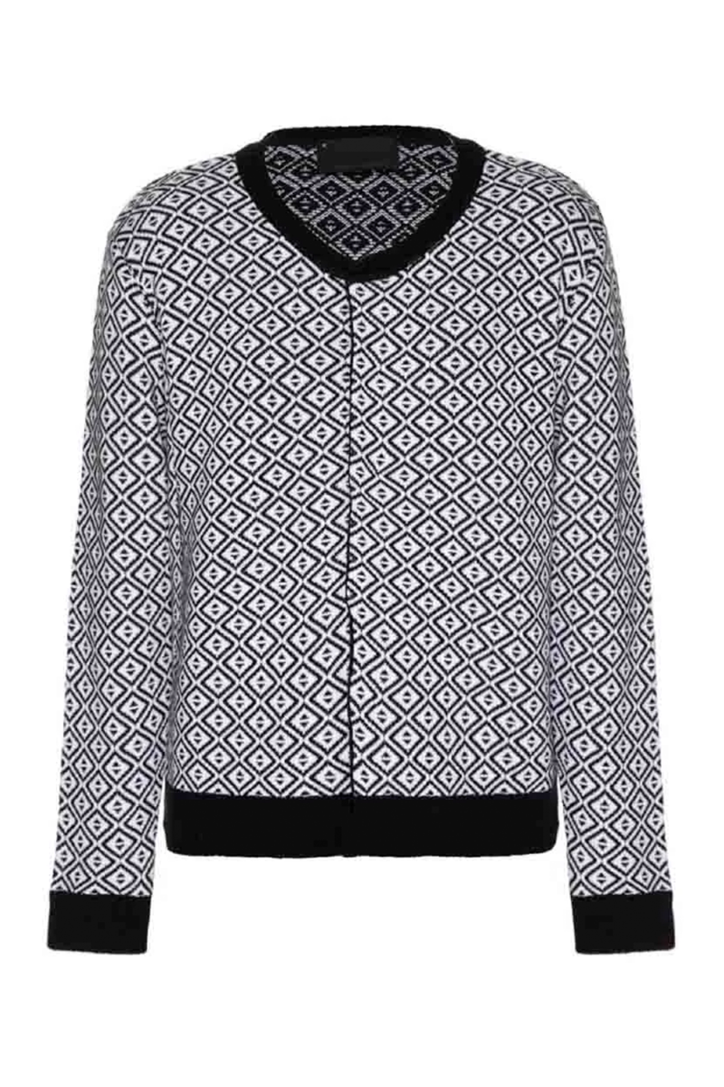 Duna Knit Cardigan I Black-White