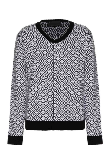 Duna Knit Cardigan I Black-White