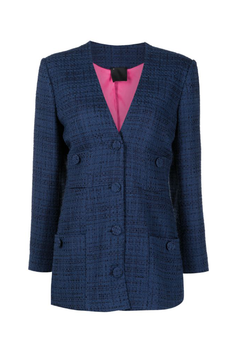 Tweed Daft Blazer I Blue Nuit - Pink