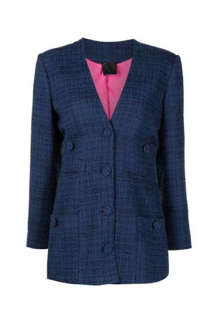 Tweed Daft Blazer I Blue Nuit - Pink