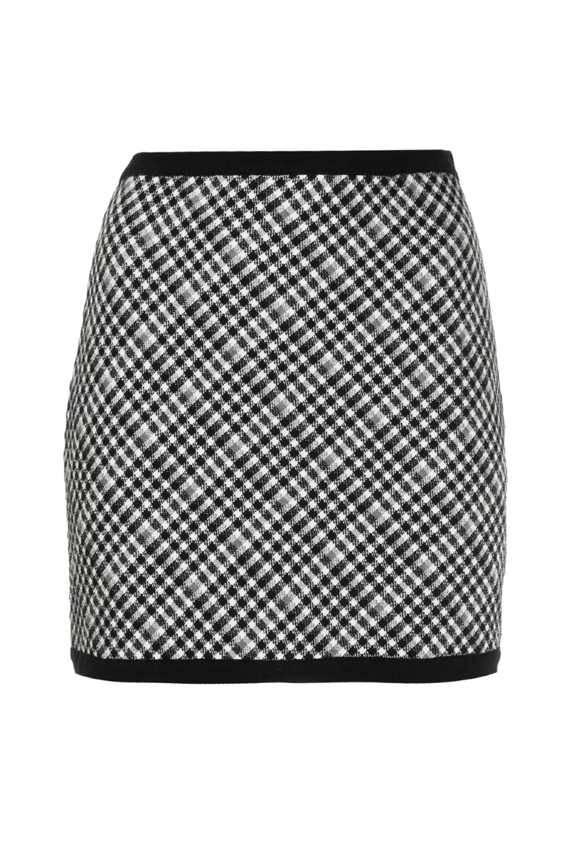 Effie Grid Knit Skirt  Black-Off White