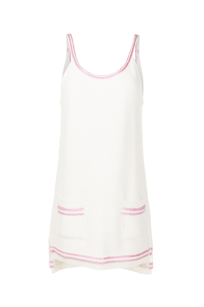 Ely Knit Dress Off White-Pink Tulle