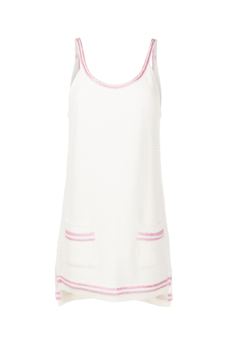 Ely Knit Dress Off White-Pink Tulle
