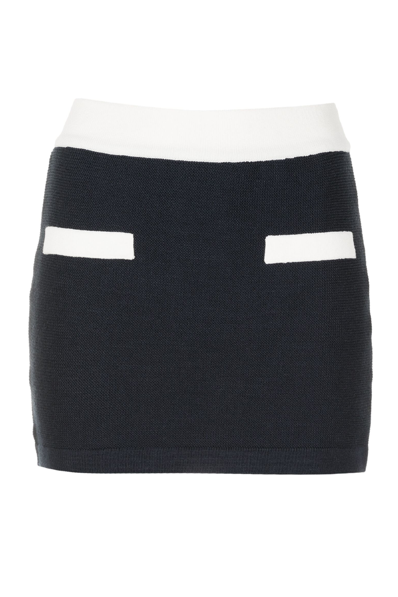 Eban Knit Skirt  Blue Nuit-Off White