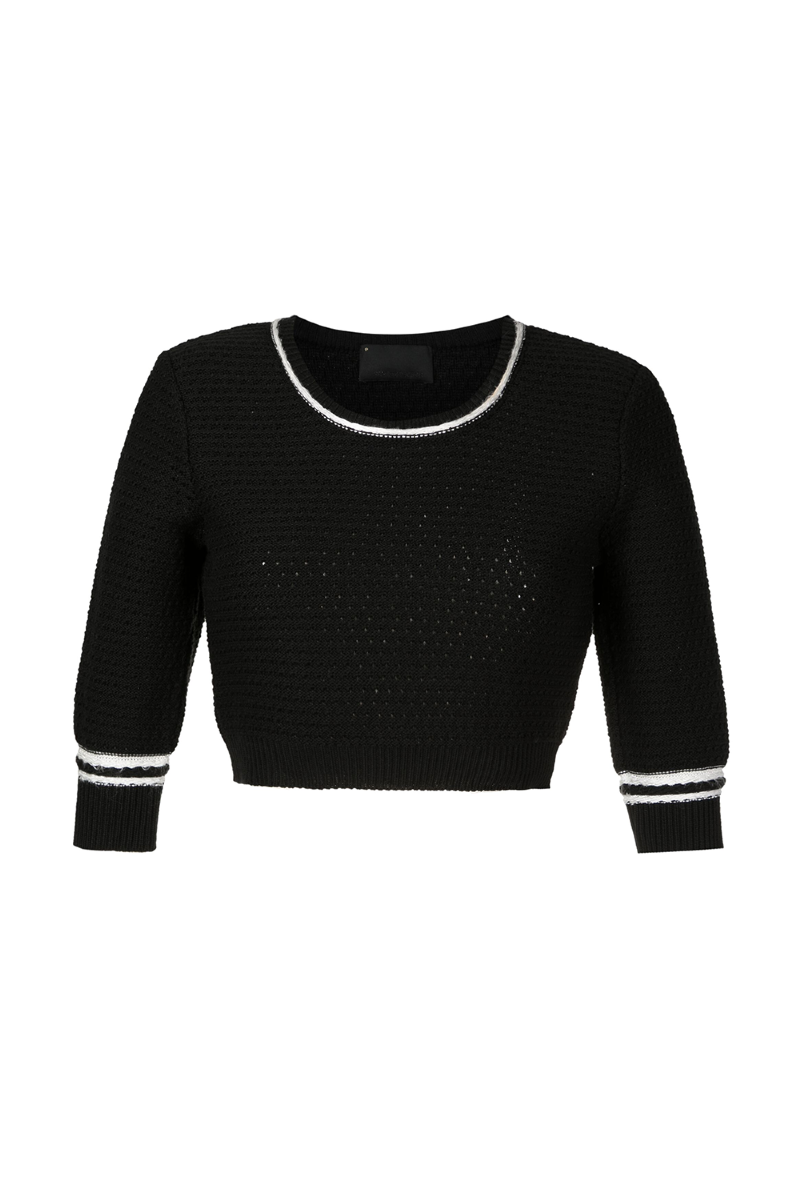 Elora Knit Blouse  Black-Off White