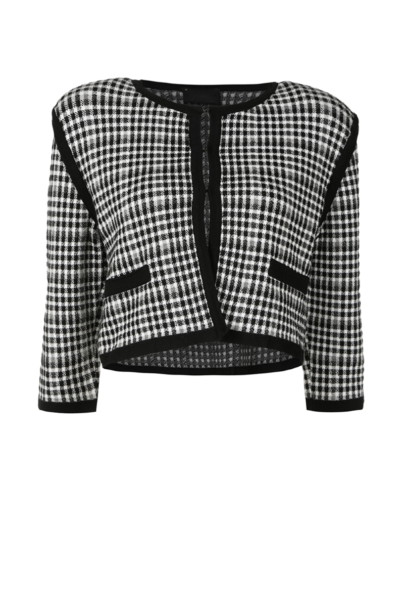 Effie Grid Knit Cardigan  Black-Off White