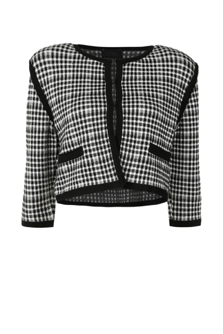 Effie Grid Knit Cardigan  Black-Off White