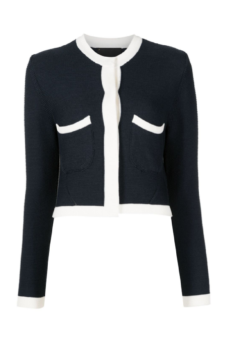 Ebeach Knit Cardigan  Blue Nuit-Off White