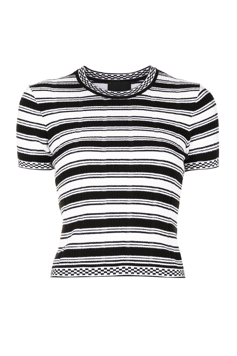 Elijah Knit Blouse  Black-Off White