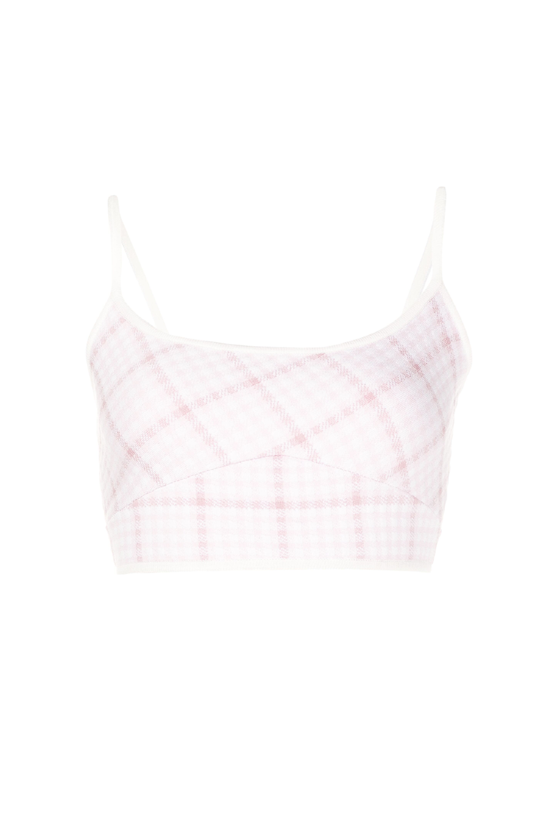 Top Tricot Grid Effie Off White-Pink Tulle