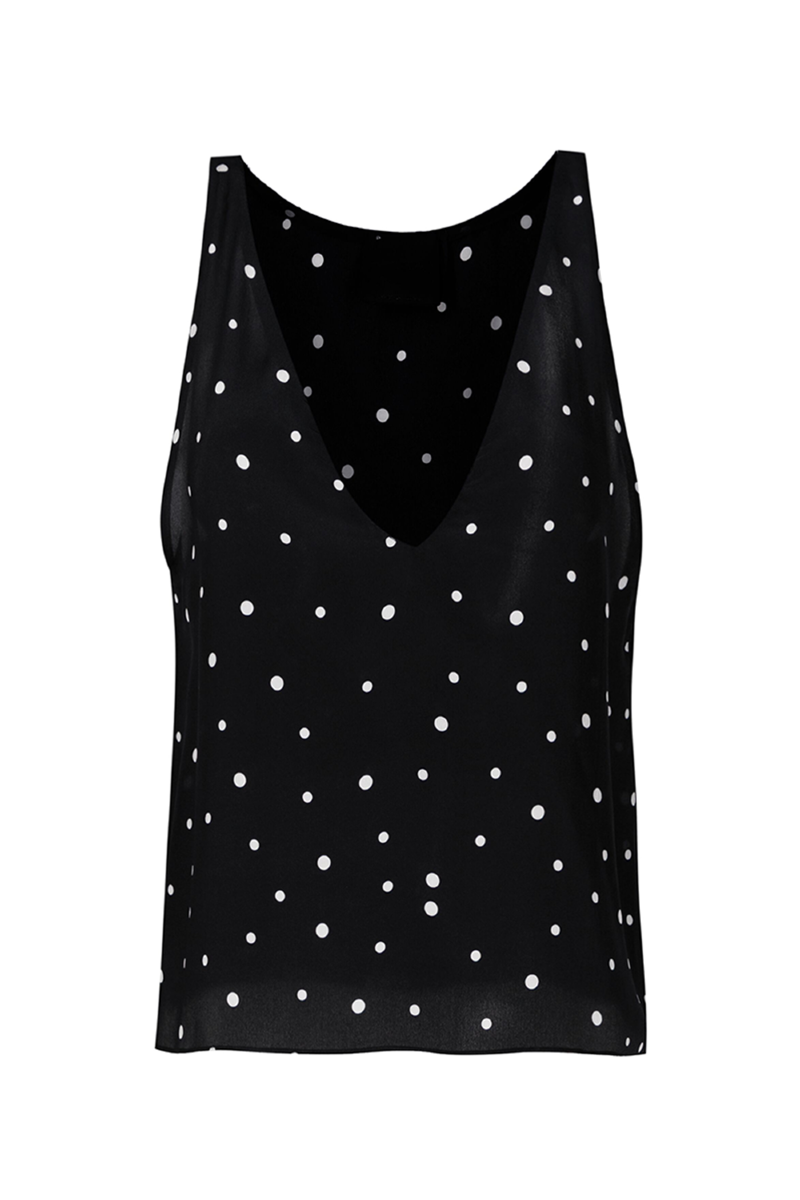 Etina Silk Tank Top  Black-Off White