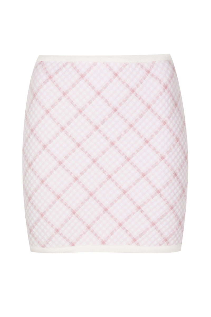 Effie Grid Knit Skirt Off White-Pink Tulle