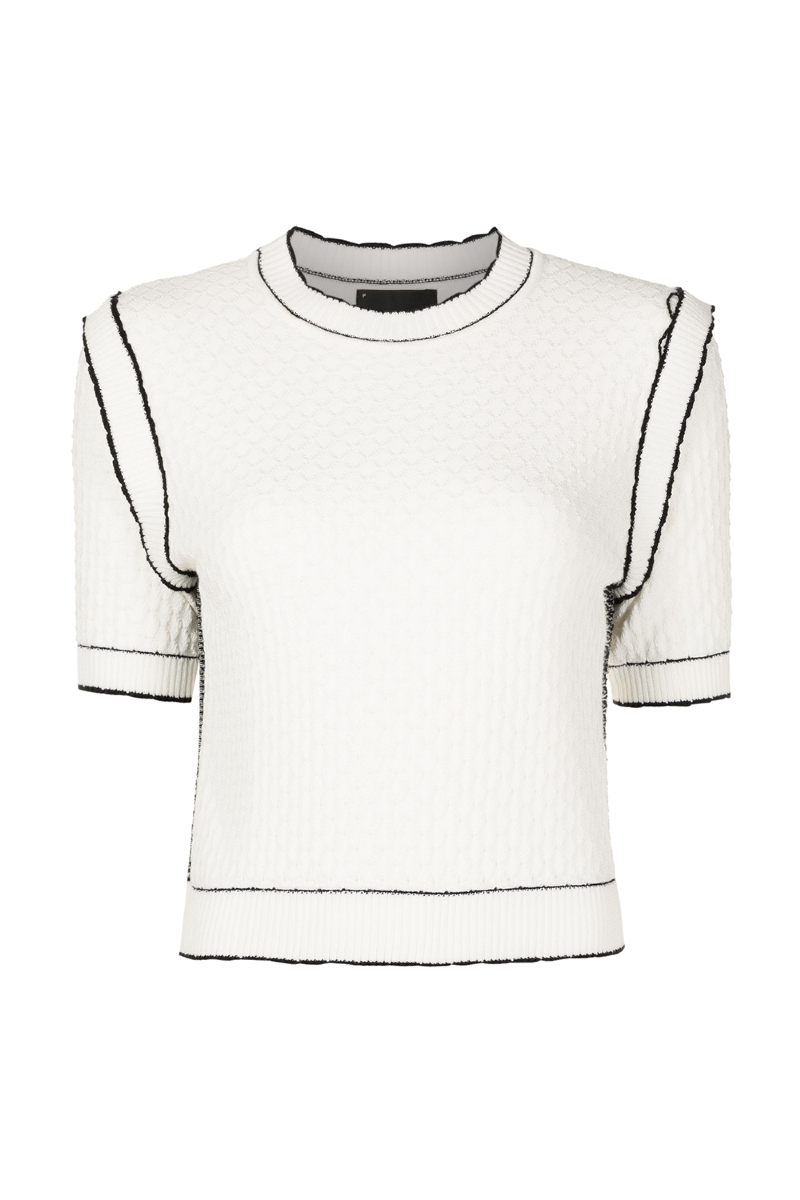 Ellie Knit Blouse Off White-Black