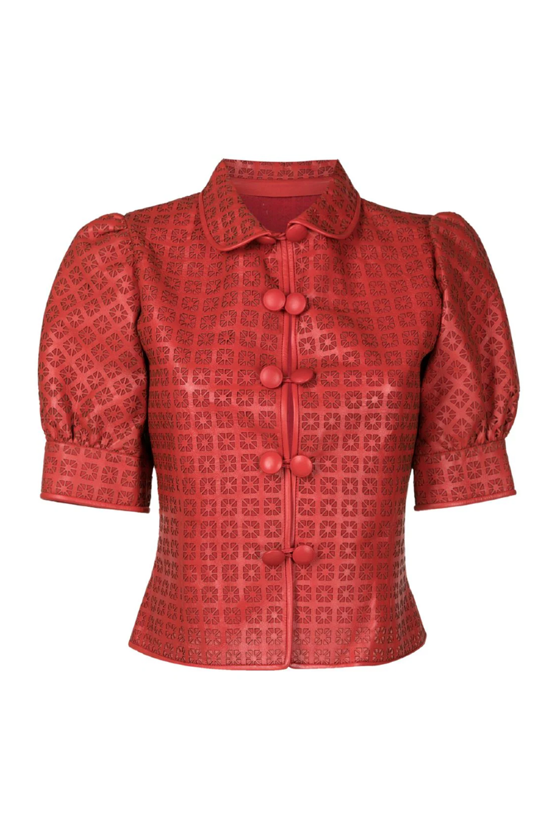 Evlun Leather Shirt Rouge