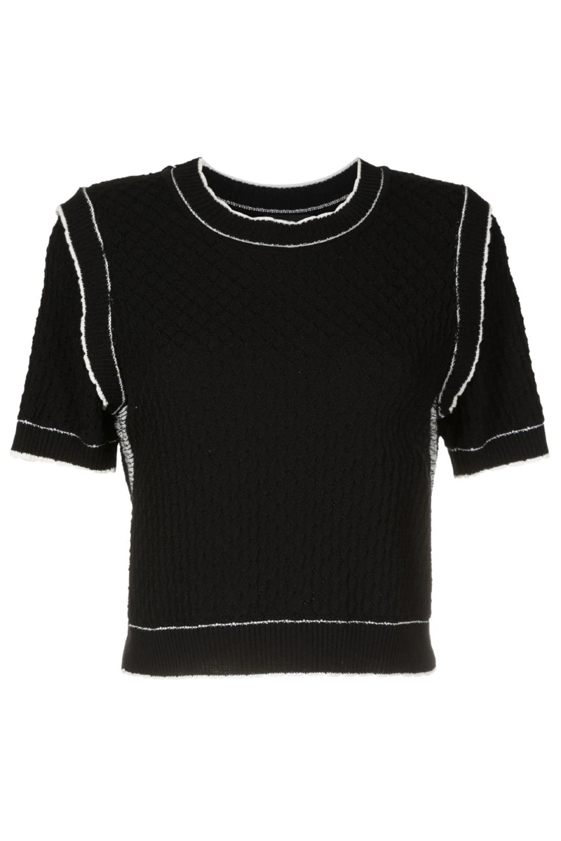 Ellie Knit Blouse  Black-Off White
