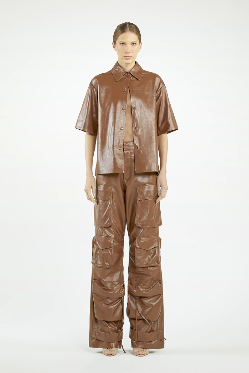 Ewina Leather Shirt I Bg  Brown 