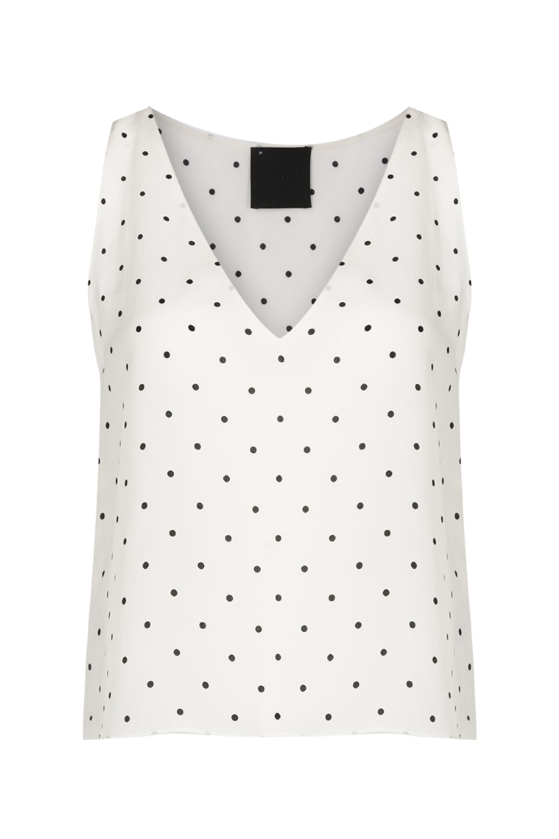 Etina Silk Tank Top Off White-Black