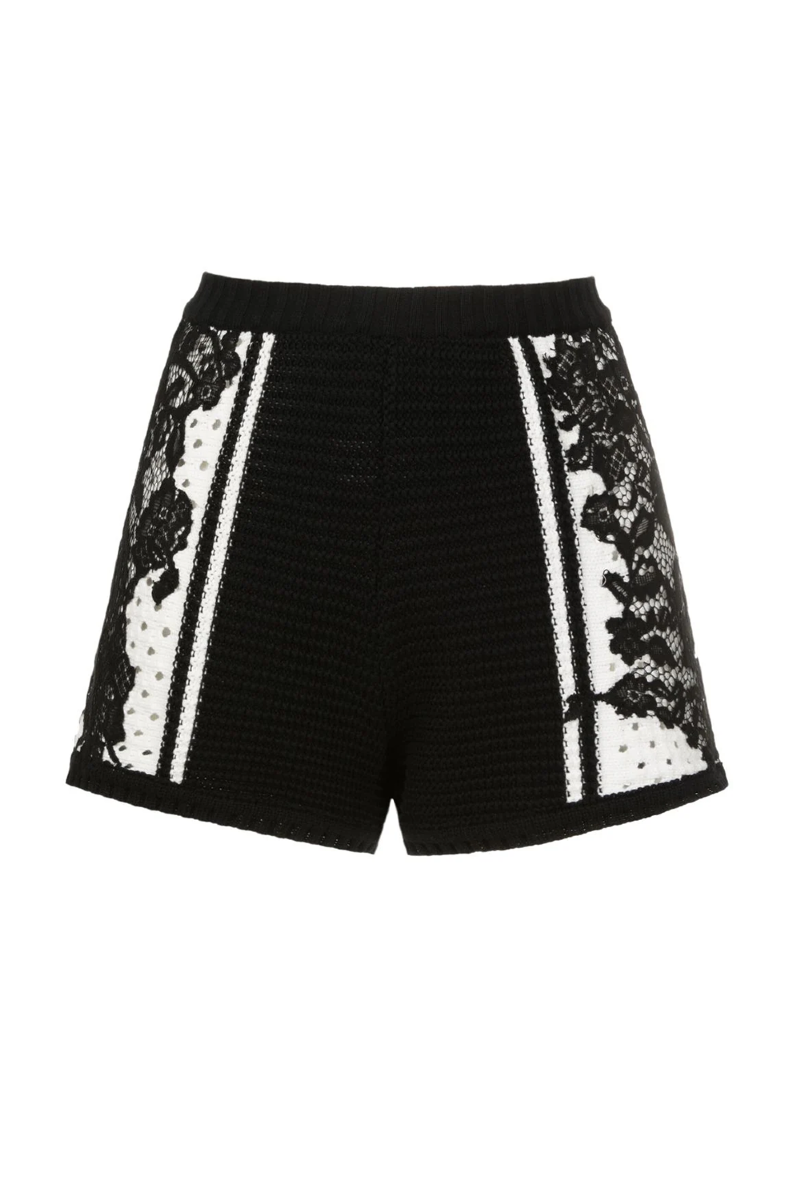 Ejina Knit Shorts  Black-Off White