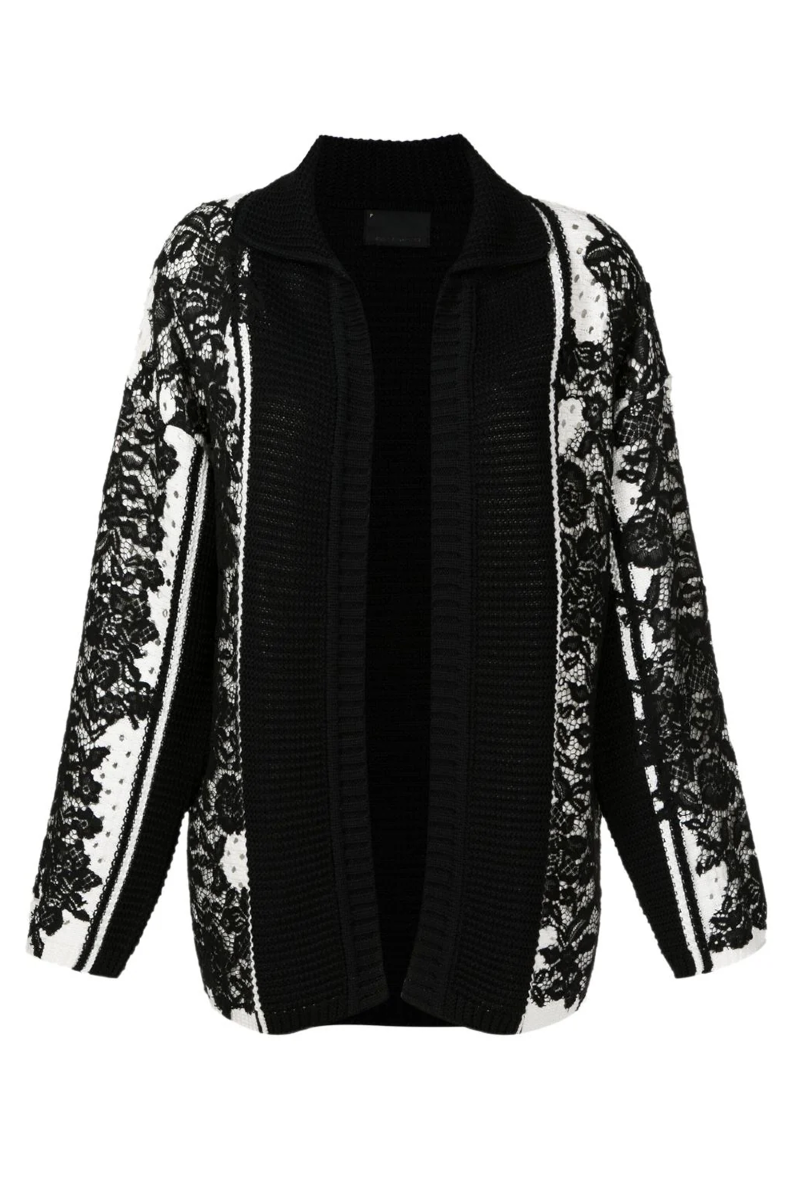 Ejay Knitted Cardigan  Black-Off White