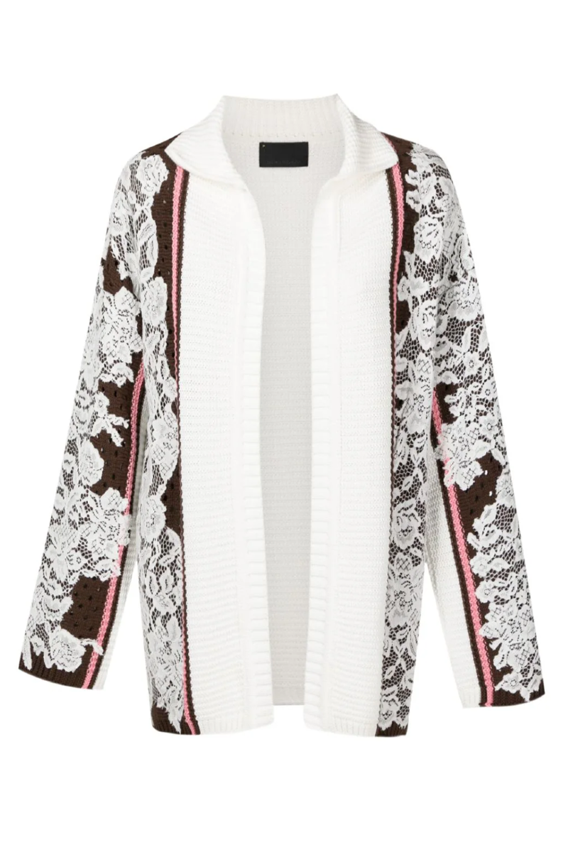 Ejay Knitted Cardigan Brown-Off White
