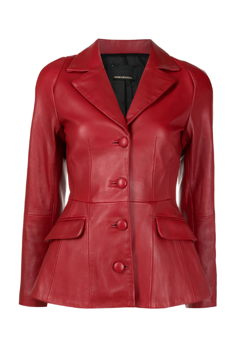 Evey Leather Blazer Rouge