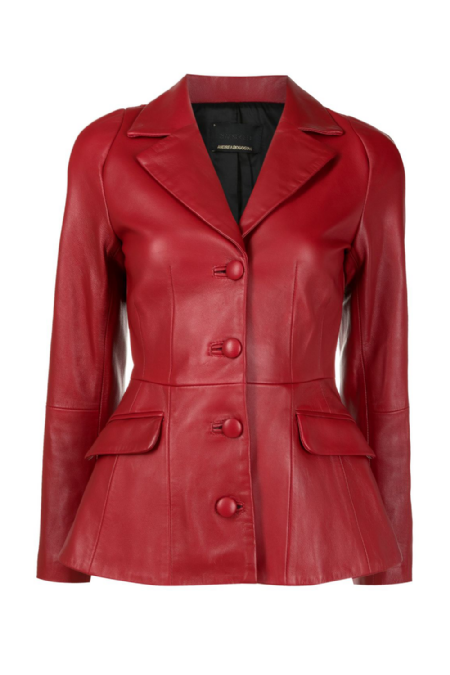 Evey Leather Blazer Rouge