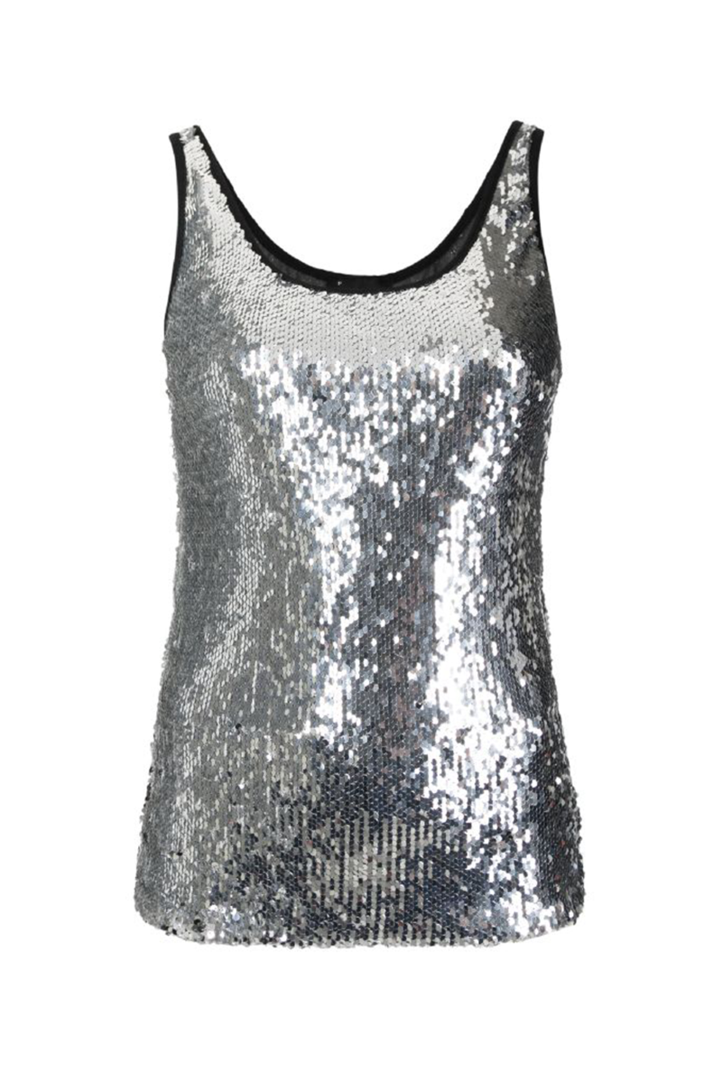 Ellix I Ct Sequined Tank Top Silver