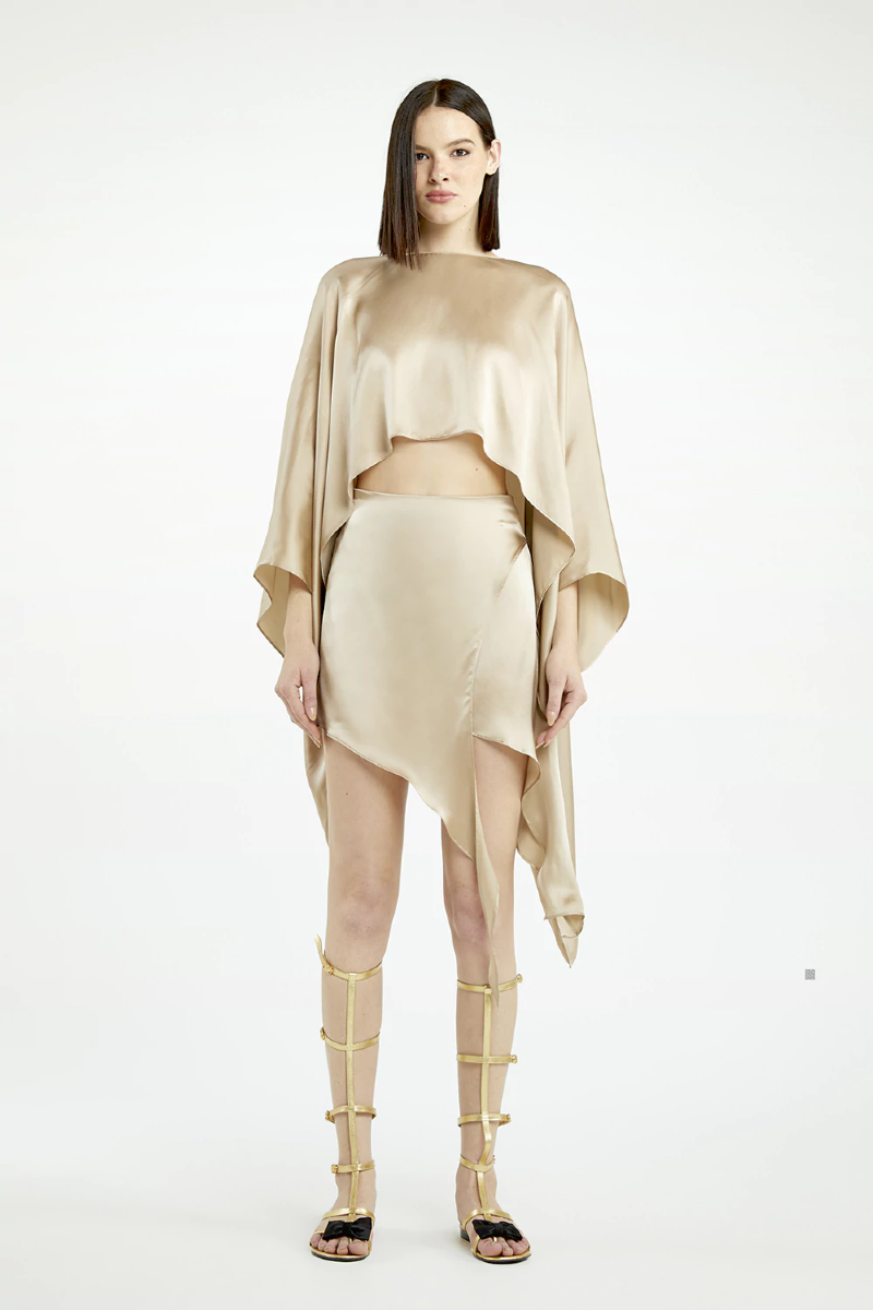 Evank Silk Mini Skirt I Etoupe
