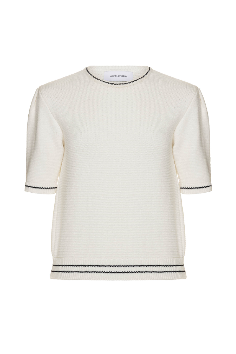 Foxt Knit Blouse I  Off White-Black 