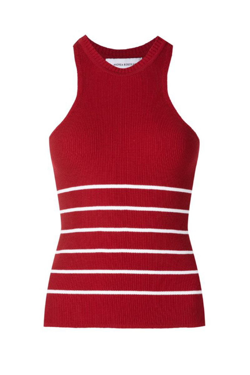 Fezune Knit Tank Top I Rouge-Off White