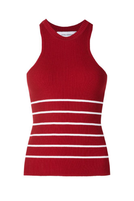 Fezune Knit Tank Top I Rouge-Off White