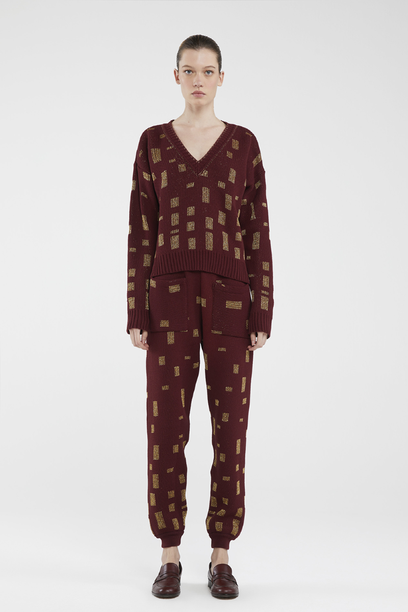 Fiazan Knit Blouse I Wine-Gold