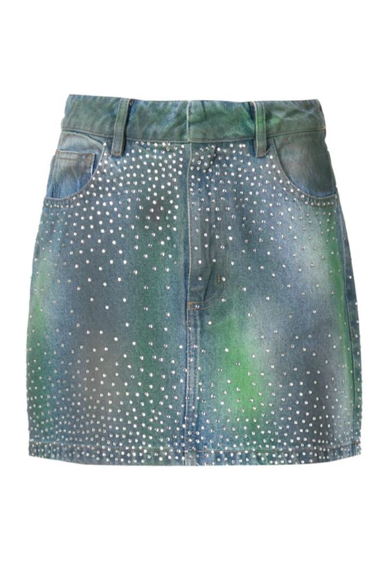 Fay I Denim Skirt Washed Army