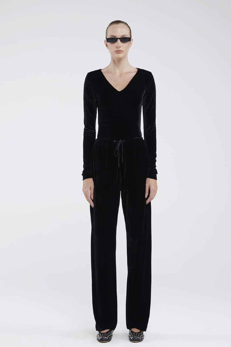 Flossy Velvet Blouse I Black