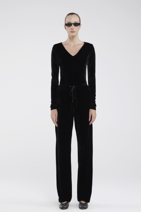 Flossy Velvet Blouse I Black