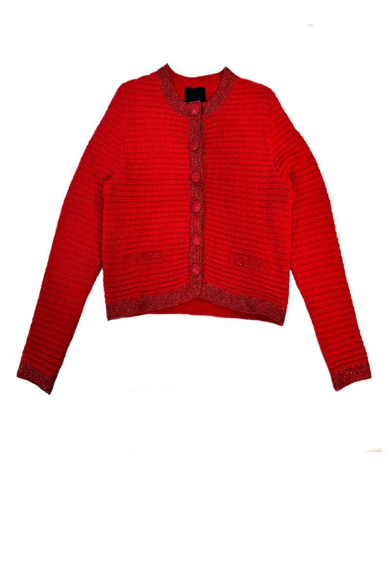 Forkey Knit Cardigan I Rouge