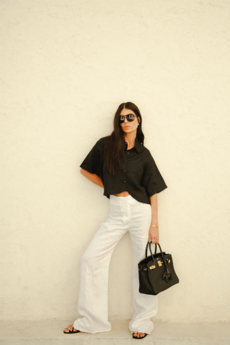 Linen Folier Pants White