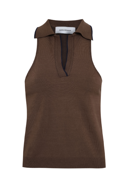 Graoty Knit Tank Top Dark Brown