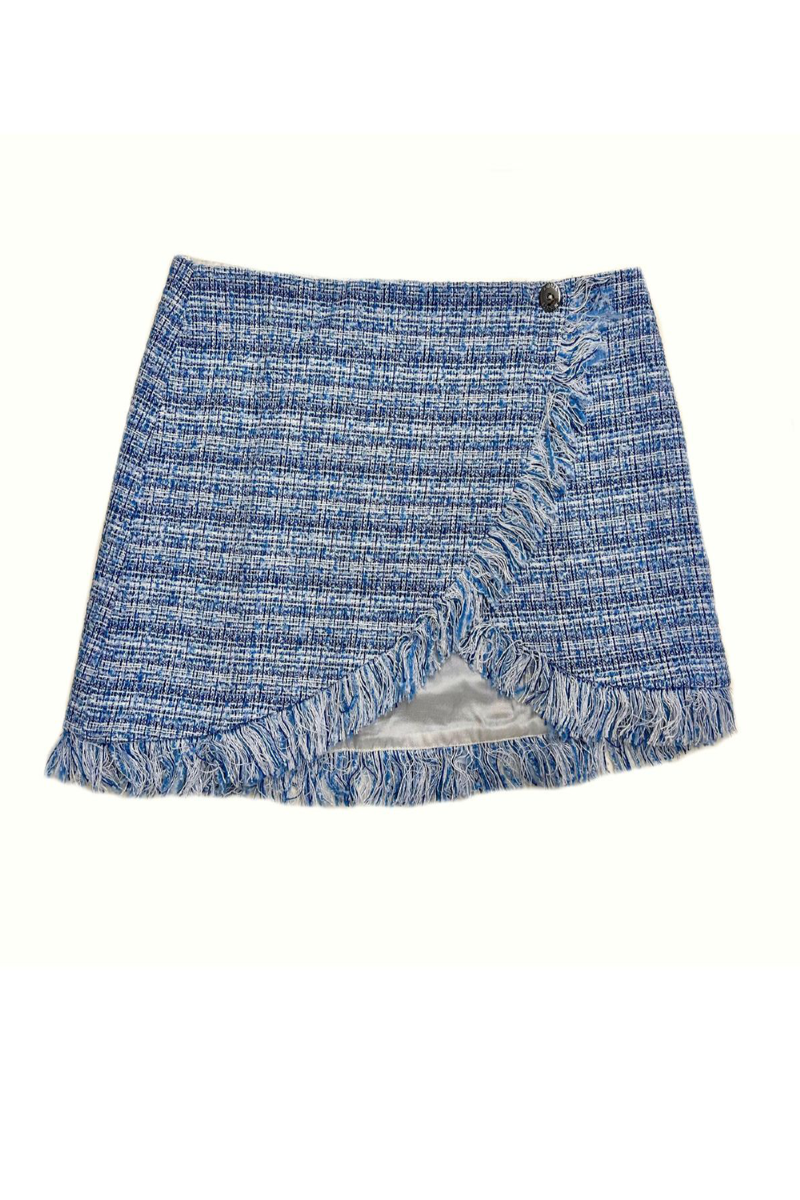 Eppie Tweed Skirt I Blue-Off White
