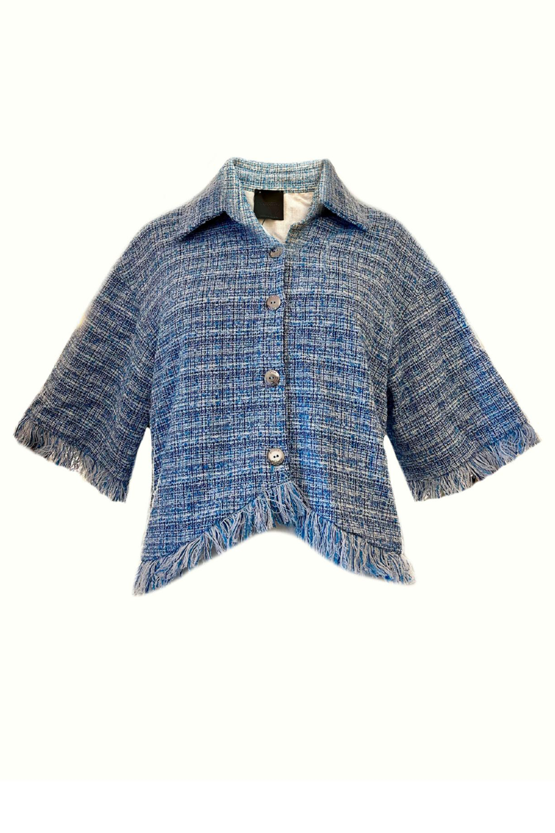 Eludika Tweed Shirt I Blue-Off White