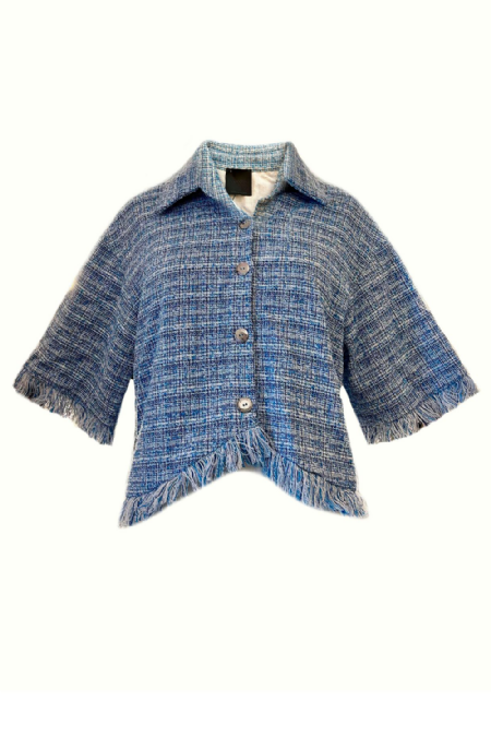 Eludika Tweed Shirt I Blue-Off White