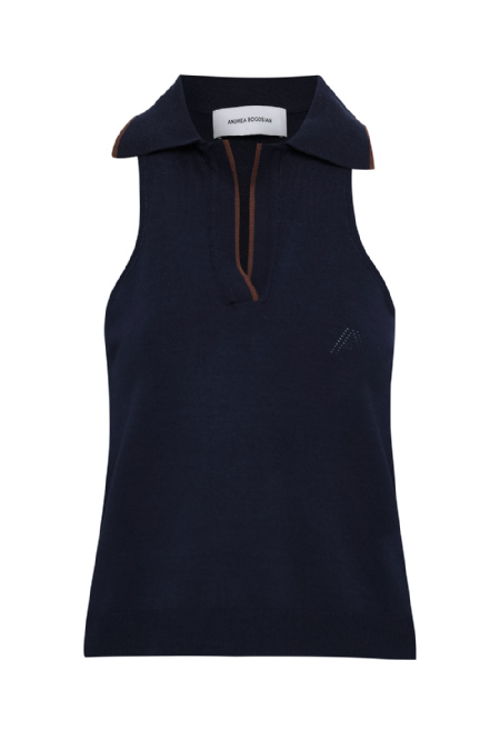 Graoty Knit Tank Top  Navy Blue 