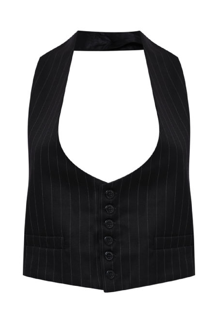 Giada Wool Vest Black - Gris