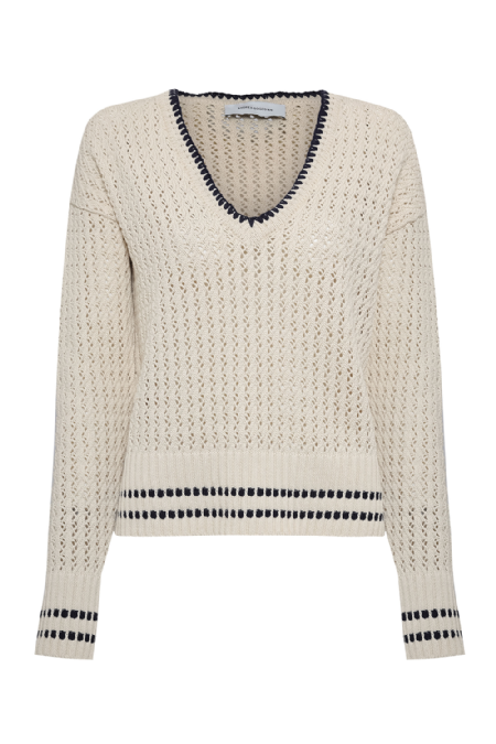 Gaila Knit Blouse I Etoupe-Navy Blue