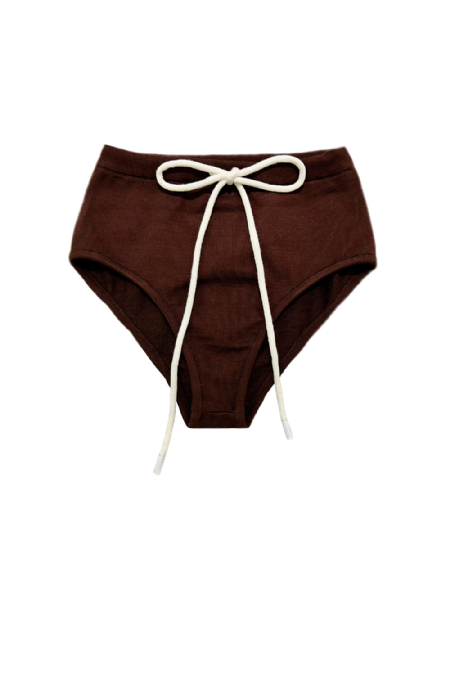 Guje Knitted Hot Pants Dark Brown-Off