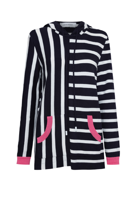 Gilu Knit Blouse I Navy Blue - Off White