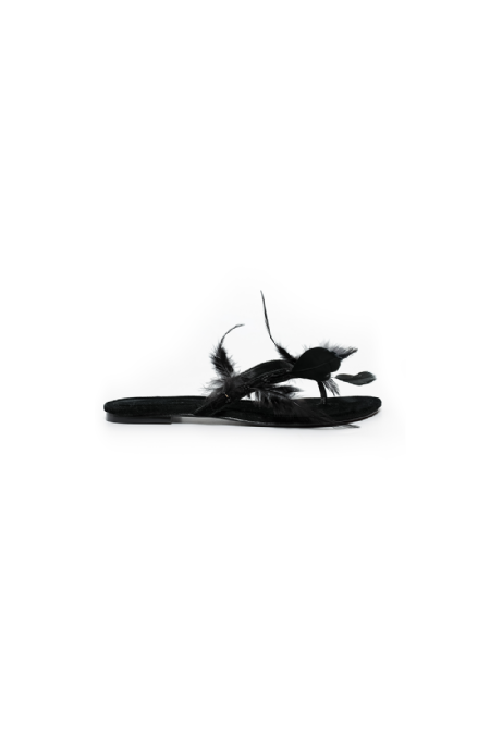 Velvet Flat Sandal Gissatos I Black