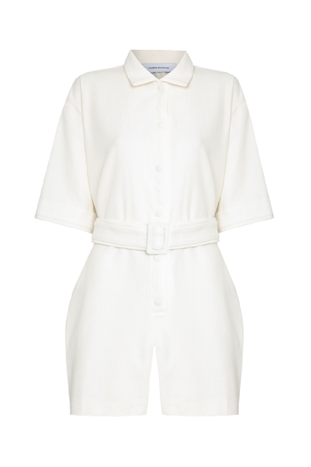 Geo Linen Jumpsuit I Off White