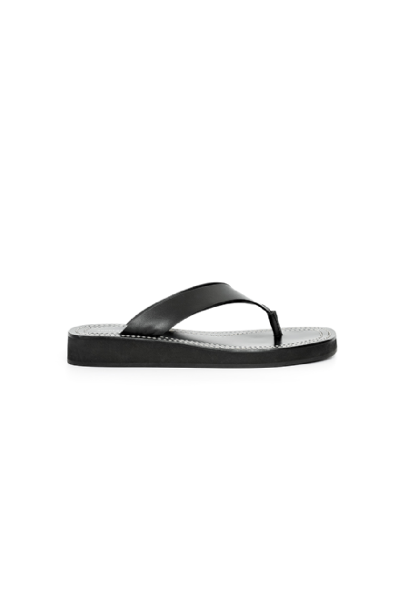 Leather Sandal With Rubber Black